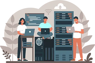 Illustration von IT-Service und Serverbetreuung